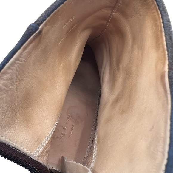 rag & bone Brown Leather Block Heel Ankle Booties Size 37 - Picture 8 of 10